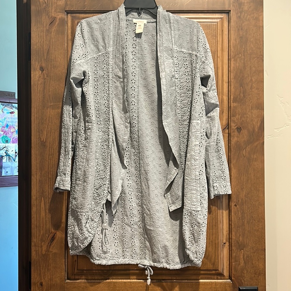 Open weave embroidered light weight jacket